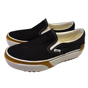 Vans Classic Slip-On Stacked Black Gum Platform Sneakers Mens 9 Womens 10.5